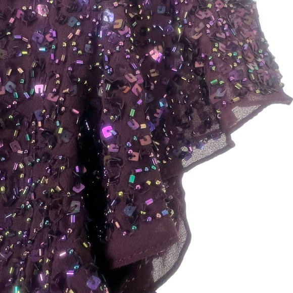Jakara Formal Sequin Plum MIDI Dress Size 16 - Picture 4 of 9